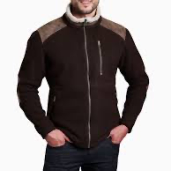Kuhl Alpenwurxs Men's Zip Front Fleece Jacket Size Large Brown Pockets